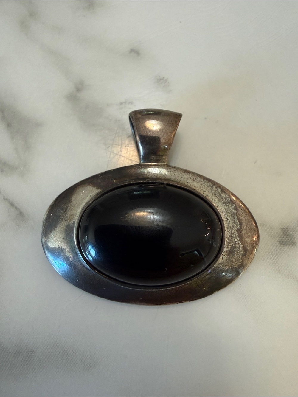 Espo vintage Sterling silver chain enhancer with onyx center